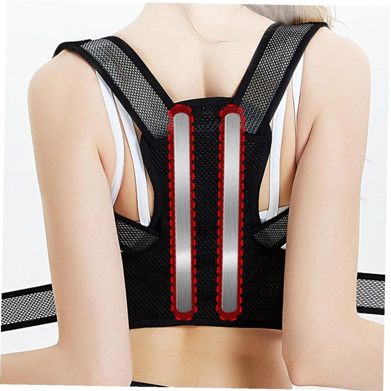 Posture Trainer And Hunchback Corrector Belt Black M Elastic Back Brace Support For Upper Spine Alignment And Relief Unisex Back Posture Support For Daily Use And Office Work - Image 4