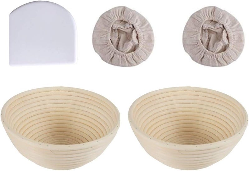 OUKEYI Round Bread Proofing Basket | Natural Rattan Sourdough Proving Basket| Professional Bread Proving Bowl |Baking Bowl Dough Gift Baker Proof Basket Proofing Box (2, 22cmx8cm/8 3/4inchx3 1/8inch) - Image 1