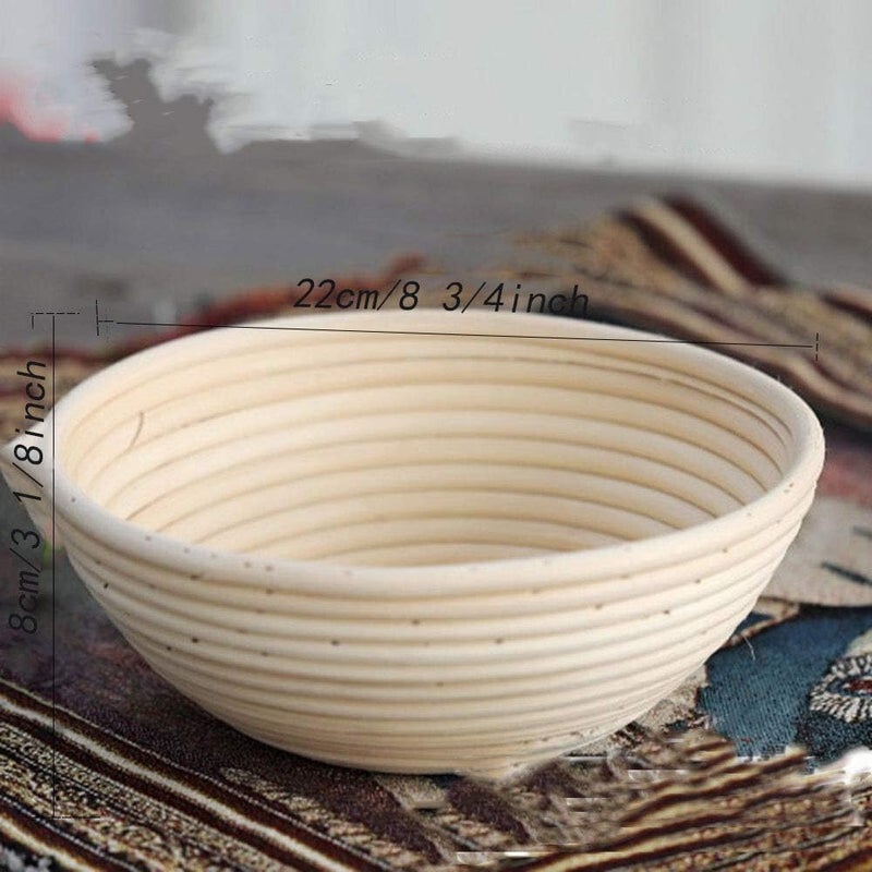OUKEYI Round Bread Proofing Basket | Natural Rattan Sourdough Proving Basket| Professional Bread Proving Bowl |Baking Bowl Dough Gift Baker Proof Basket Proofing Box (2, 22cmx8cm/8 3/4inchx3 1/8inch) - Image 2