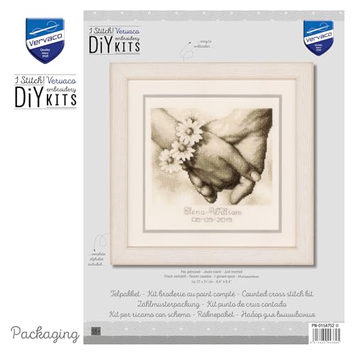 Vervaco Counted Cross Stitch Kit Just Married 8.4" x 8.4" - Image 3