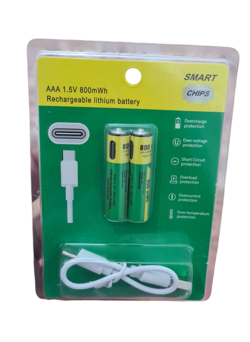 Generic - Rechargeable by Type C AAA Batteries 1.5V and 800mWh - Image 1