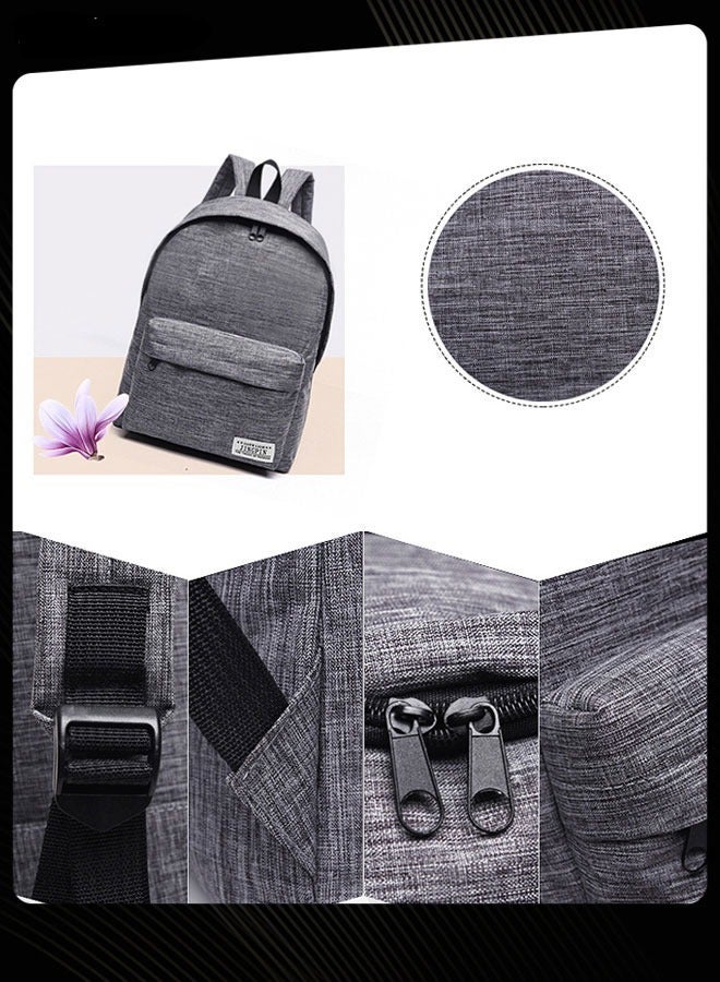 jingpin Solid Color Classic School Backpack Large Capacity Waterproof and Wear-resistant School Bag Grey for Middle High College Students - Image 4