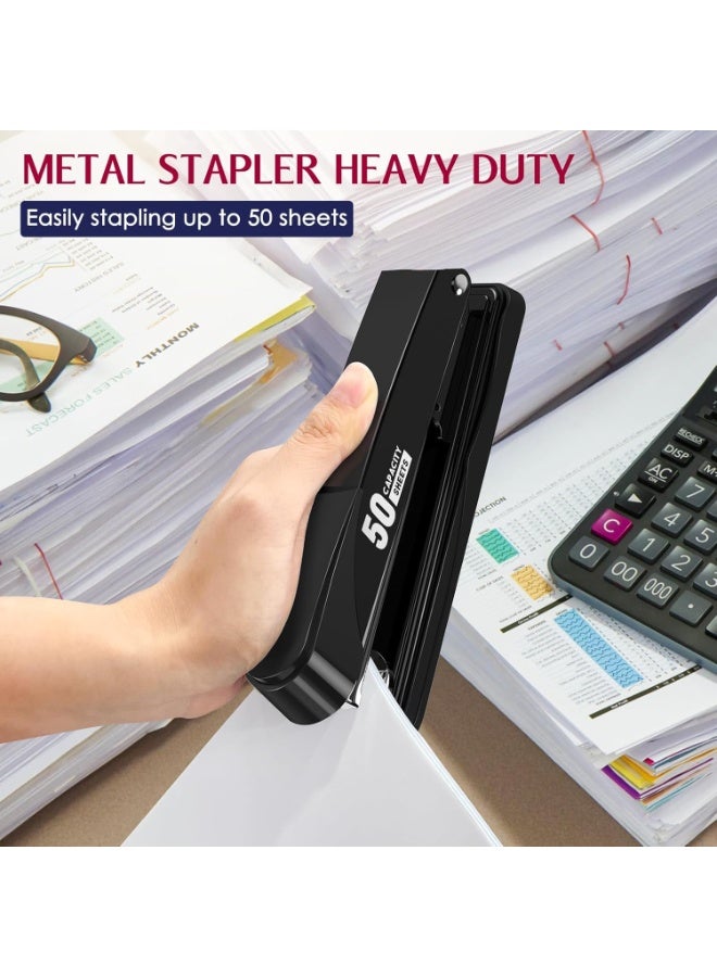 Excefore Metal Stapler Heavy Duty 50 Sheet Capacity with 2000 Staples and Staple Remover, Full Strip Staplers for Desk, No Jam, Non-Slip Office Stapler with Staples for Office & Classroom - Image 2