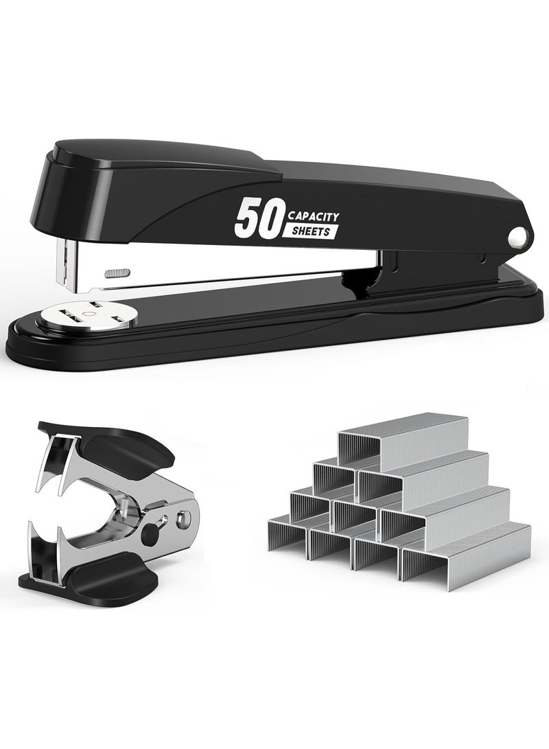 Excefore Metal Stapler Heavy Duty 50 Sheet Capacity with 2000 Staples and Staple Remover, Full Strip Staplers for Desk, No Jam, Non-Slip Office Stapler with Staples for Office & Classroom - Image 1
