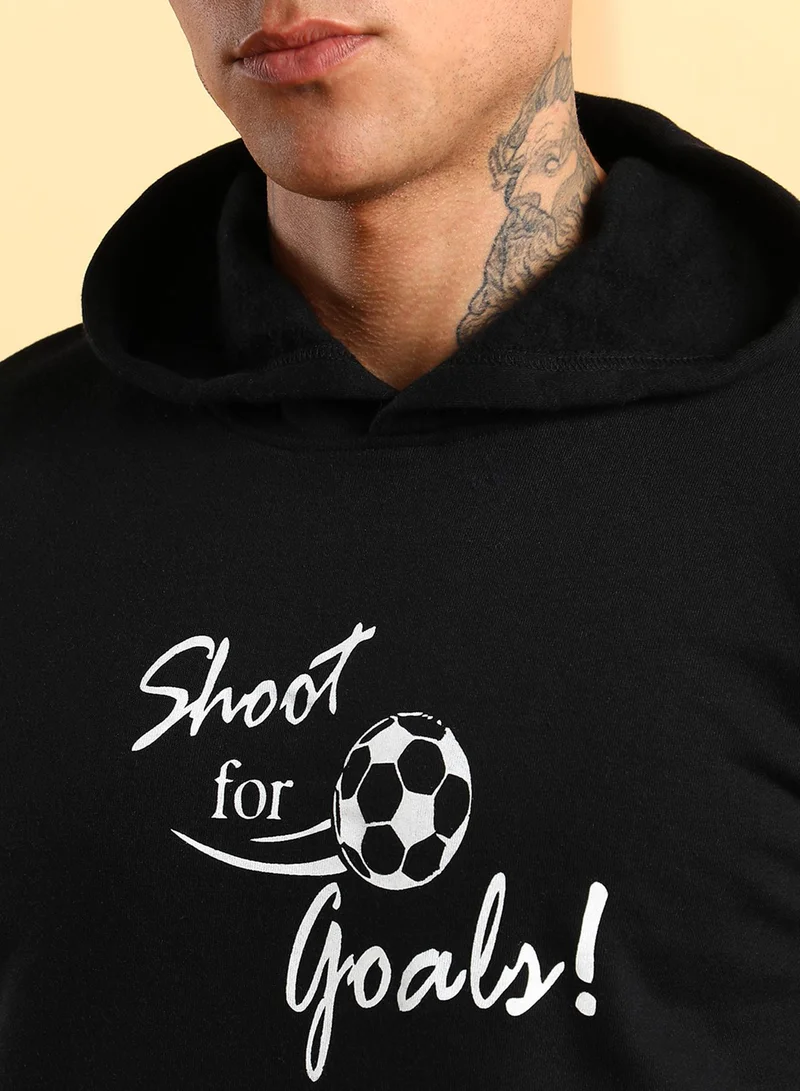 كامبوس سوترا Men's Black Shoot For Goals Hoodie With Kangaroo Pocket