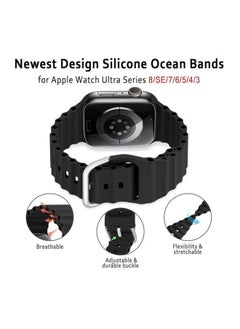 HuHa "Ocean Band for Apple Watch – Adjustable Soft Silicone Sport Band, Fits 49mm to 38mm, Breathable Elastic Wristband for Series Ultra, 8, 7, SE, 6, 5, 4, 3, 2, 1"  - Image 2