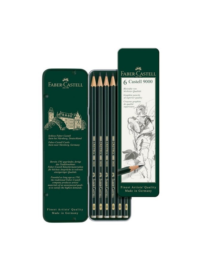 FABER-CASTELL Faber-Castell - Castell 9000 Art Set Pencil (Pack of 6), Green  - Image 1