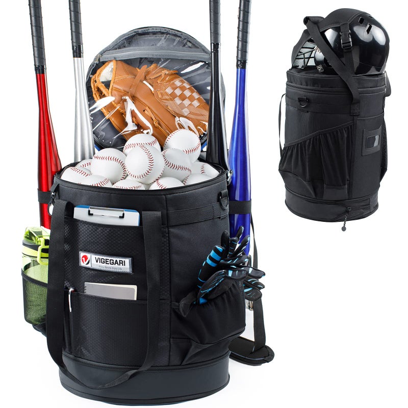 VIGEGARI VIGERARI Baseball Bucket Bag- Coach Bag-Expandable Softball Bucket Organizer with Padded Seat-Coach Gifts-Training Equipment, Baseball Gear, Accessories - Image 1