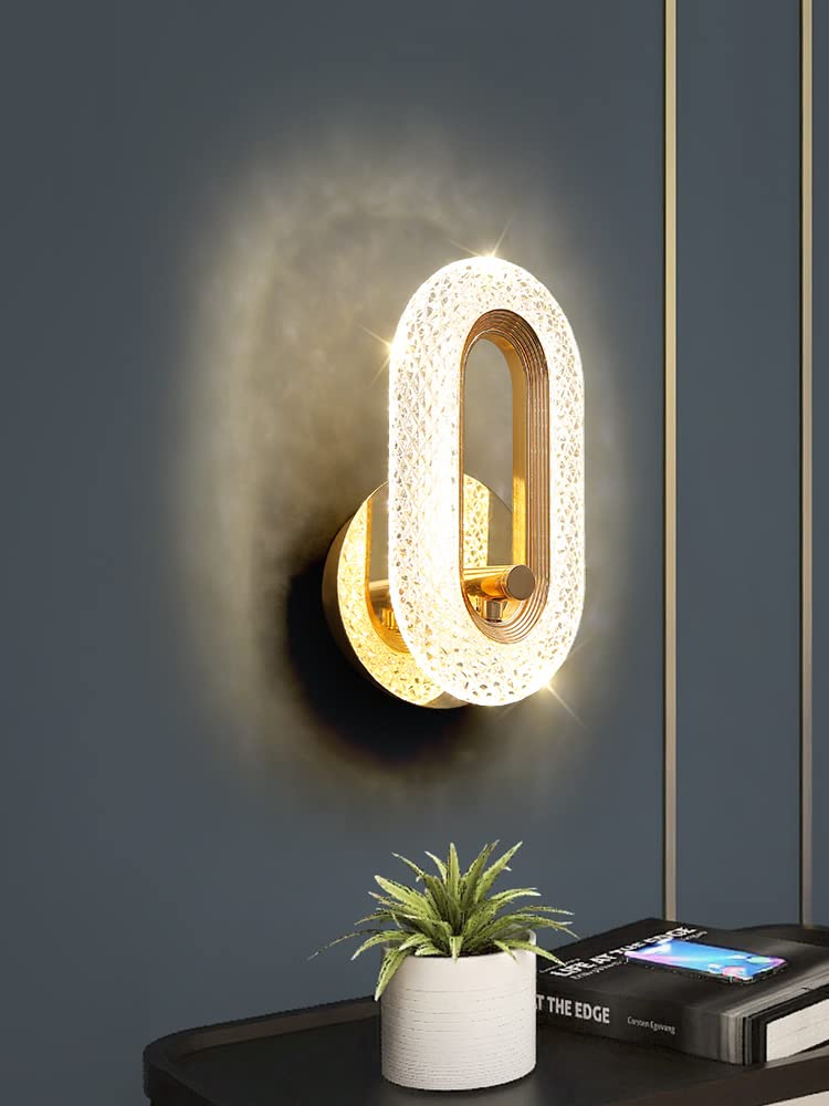 CITRA Led Glass Crystal Oval Golden Metal Wall Light - Warm White - Image 2