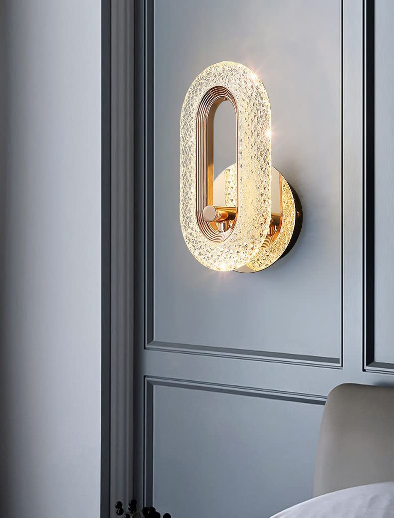CITRA Led Glass Crystal Oval Golden Metal Wall Light - Warm White - Image 1