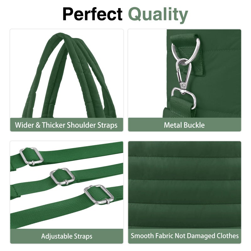 KUBYA Diaper Bag Tote, Puffer Quilted Baby Diaper Tote Bags Crossbody Mommy Hospital Bag Travel Large Women Shoulder Tote Bag, with Silicone Pacifier Case - Image 4
