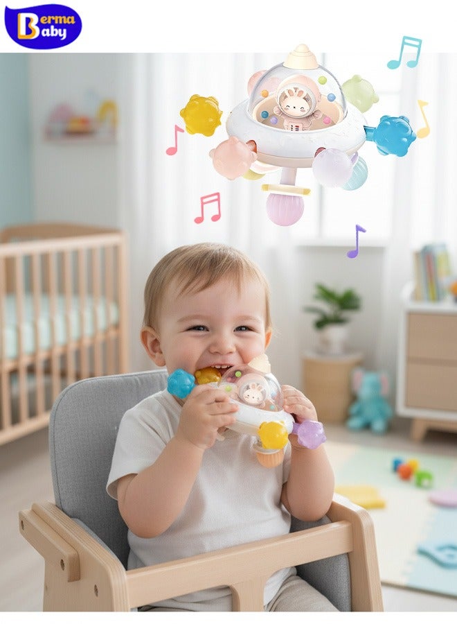 Berma Baby Manhattan ball spinning flying saucer toy, baby teething toys, newborn chew toys, teething ball rattle teether toys, grasping activity baby toys, spinning flying saucer toys, birthday gifts - Image 1