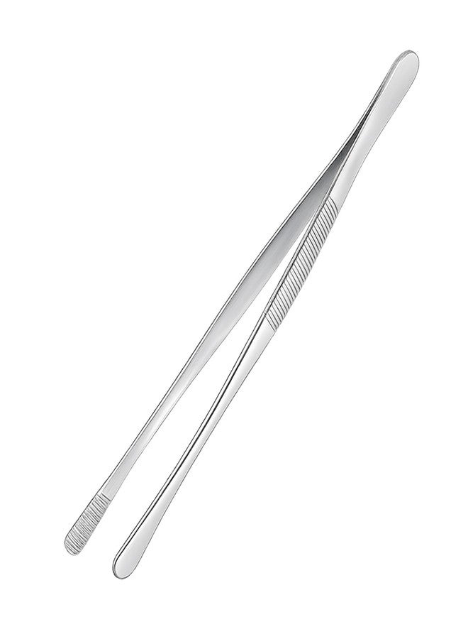 smrtcol 12-inch Stainless Steel Cooking Tongs & Tweezers, Non-Slip Grip & Serrated Tips for Grilling, Baking, Garnishing, BBQ, Kitchen & Craft Use (Round Tip) - Image 1