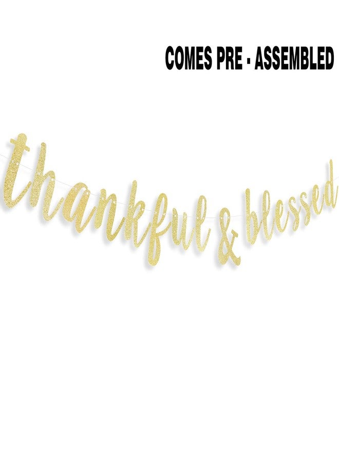 LINGTEER Thankful & Blessed Gold Glitter Bunting Banner Fireplace Table Wall Sign Happy Thanksgiving Day Autumn Party Decoration. - Image 3