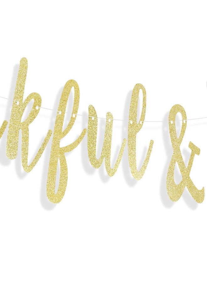 LINGTEER Thankful & Blessed Gold Glitter Bunting Banner Fireplace Table Wall Sign Happy Thanksgiving Day Autumn Party Decoration. - Image 4