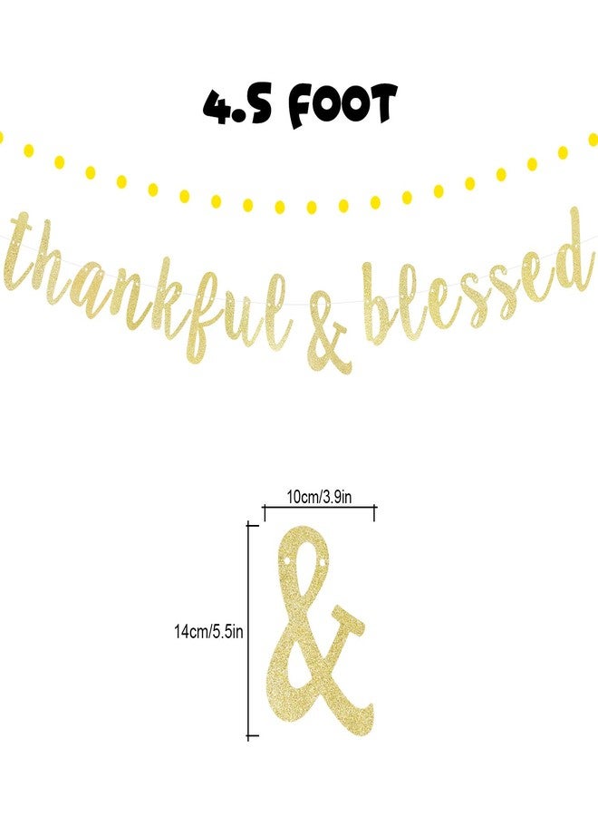 LINGTEER Thankful & Blessed Gold Glitter Bunting Banner Fireplace Table Wall Sign Happy Thanksgiving Day Autumn Party Decoration. - Image 2