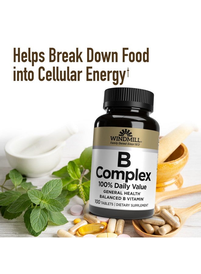 ويندميل مجموعة فيتامينات ب الطبيعية من ويندميل (100% قيمة يومية)، تعمل على تعزيز إنتاج الطاقة وتعزيز عملية التمثيل الغذائي، 100 قرص، 100 وجبة - Image 2