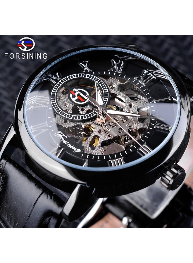 فورسينينج ساعة ميكانيكية رجالية ثلاثية الأبعاد بهيكل شفاف مجوف - Image 1