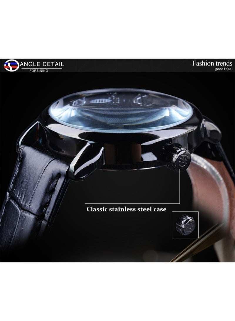 فورسينينج ساعة ميكانيكية رجالية ثلاثية الأبعاد بهيكل شفاف مجوف - Image 2