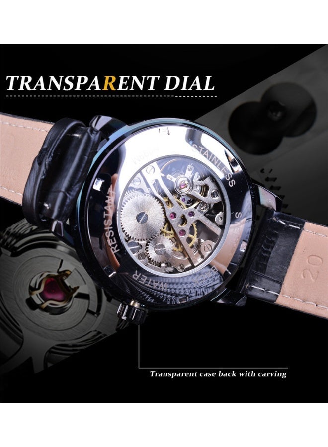 فورسينينج ساعة ميكانيكية رجالية ثلاثية الأبعاد بهيكل شفاف مجوف - Image 4