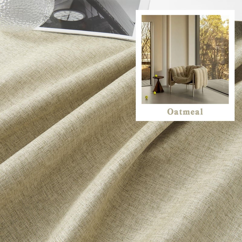 DUALIFE Black Out Curtains for Bedroom 63 Inch Long 2 Panels Room Darkening Sun Blocking Drapes for Living Room Nursery Living Room Back Tab/Rod Pocket/Hook Belt(50x63 Inch 2 Panels Sand Oatmeal) - Image 2