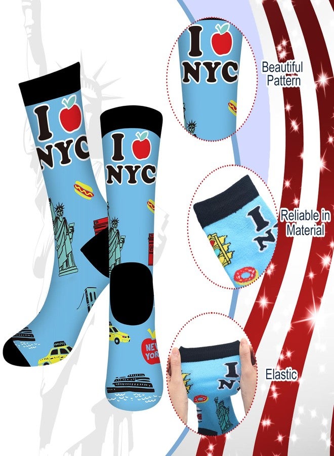 Skicuff جوارب Skicuff ثمانية أزواج من جوارب نيويورك الملونة والمرحة، هدية تذكارية رائعة من نيويورك، مناسبة لأعياد الميلاد والكريسماس للرجال والنساء - Image 2