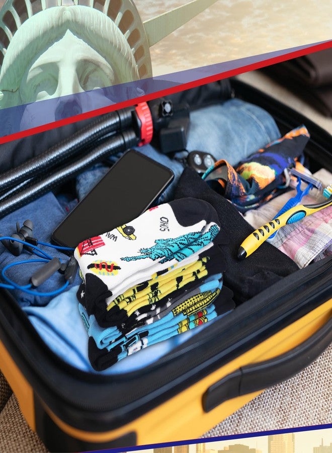 Skicuff جوارب Skicuff ثمانية أزواج من جوارب نيويورك الملونة والمرحة، هدية تذكارية رائعة من نيويورك، مناسبة لأعياد الميلاد والكريسماس للرجال والنساء - Image 5