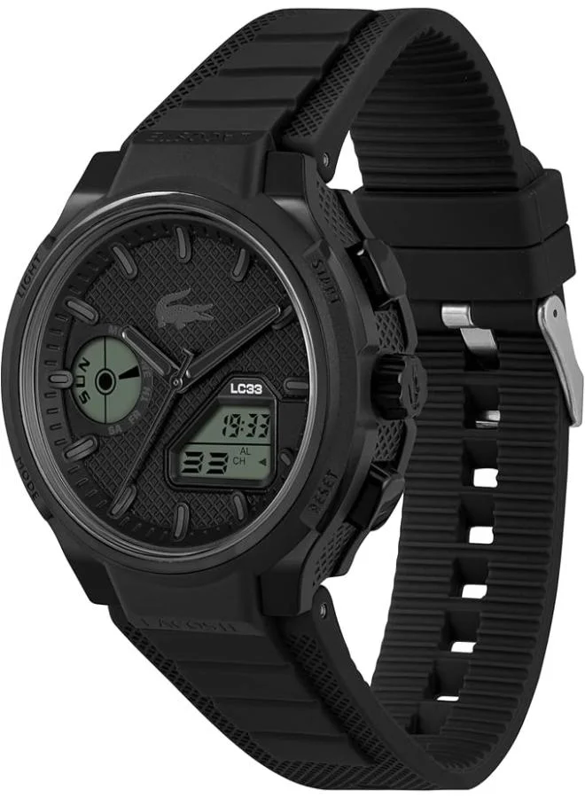 LACOSTE  Digital Multifunction Quartz Analog Watch with Black Silicone Bracelet for Men | Best Price UAE
