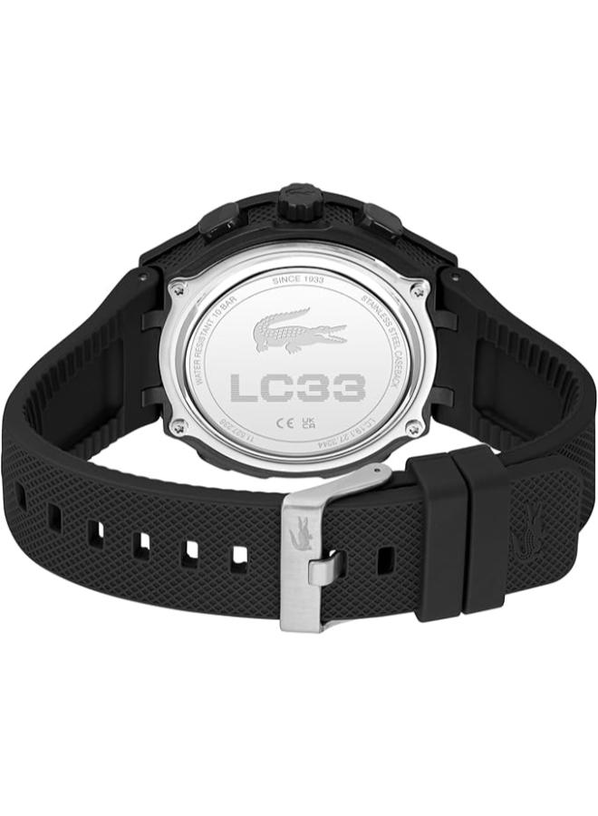 LACOSTE Digital Multifunction Quartz Analog Watch with Black Silicone Bracelet - Image 4
