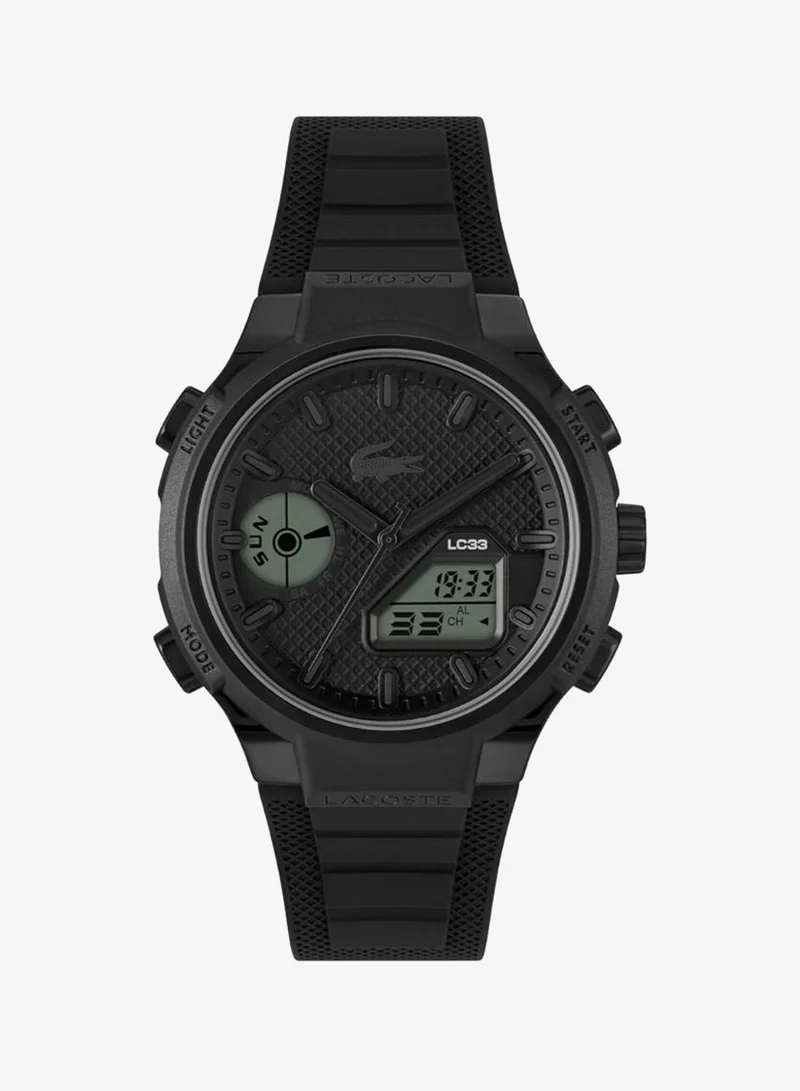 Digital Multifunction Quartz Analog Watch with Black Silicone Bracelet