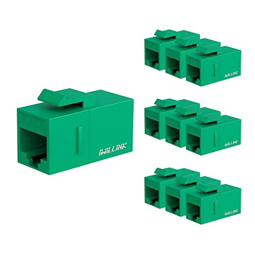 iwillink 10-Pack Female to Female Cat6 Keystone Jack, UTP Coupler, Green - Image 1