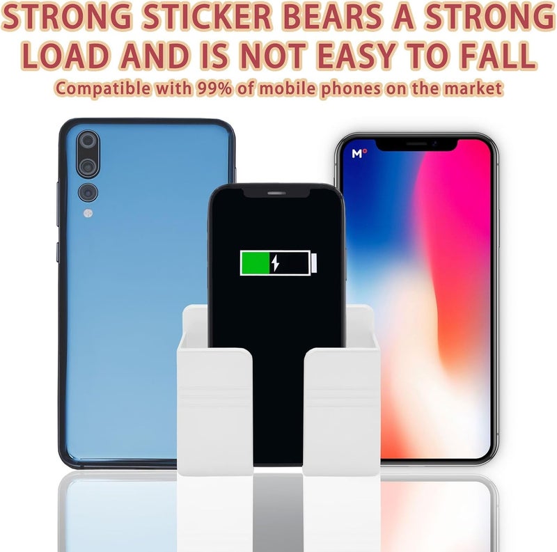 CERLINK حامل هاتف محمول مثبت على الحائط مع لاصق، قاعدة شاحن، صندوق تخزين للاستخدام المتعدد، للمكتب، غرفة النوم (عبوة من-1 أبيض) - Image 5