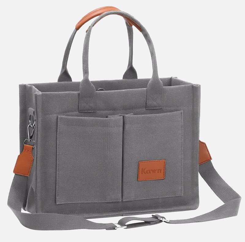 Kawn ® Large Canvas Tote Bag for Women hobo Shoulder Bag with Zipper Multi-Pocket Satchel bag Crossbody Bag with Detachable Strap Everything Everyday Handbags for Office, College and Travel - Image 4