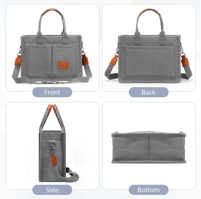 Kawn ® Large Canvas Tote Bag for Women hobo Shoulder Bag with Zipper Multi-Pocket Satchel bag Crossbody Bag with Detachable Strap Everything Everyday Handbags for Office, College and Travel - Image 2