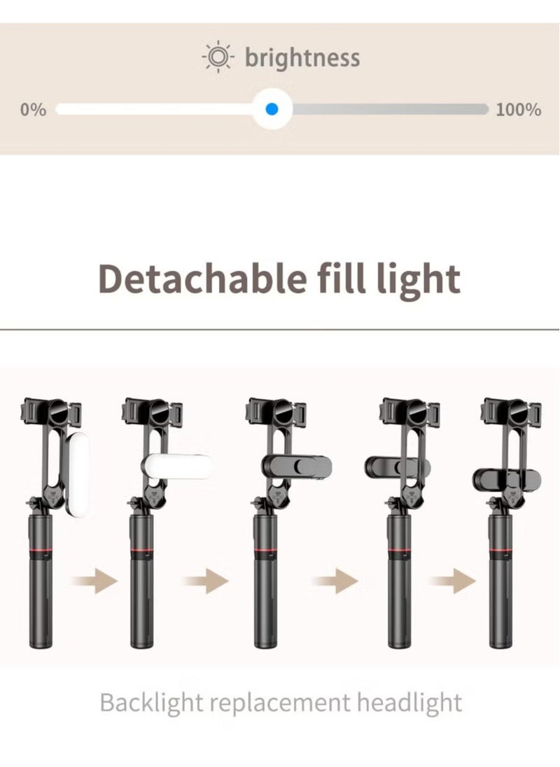 Generic - 43.7 Inches Selfie Stick Tripod, Extendable Tripod with Rechargeable Bluetooth Remote,Removable fill light， Compatible with iPhone and Android Smartphones, Perfect for Travel, Vlog, Video and Photo, Black - Image 1