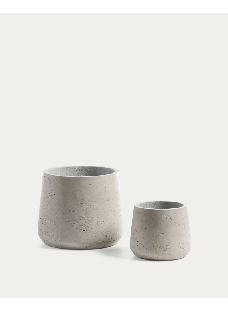 لوفت لوكس، أواني نباتات/مزهريات، 21X21X17/14X14X11، سيراميك، رمادي فاتح، مجموعة من قطعتين - AA1155RF03. - Image 3