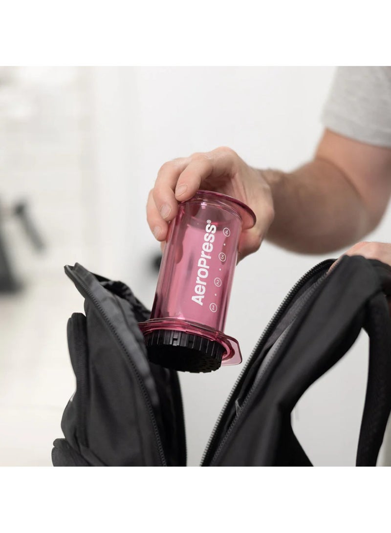 AeroPress Coffee Maker, 3-in-1 Brewing, Portable, Made in USA, Clear Pink - 1-2 Cups - Image 4