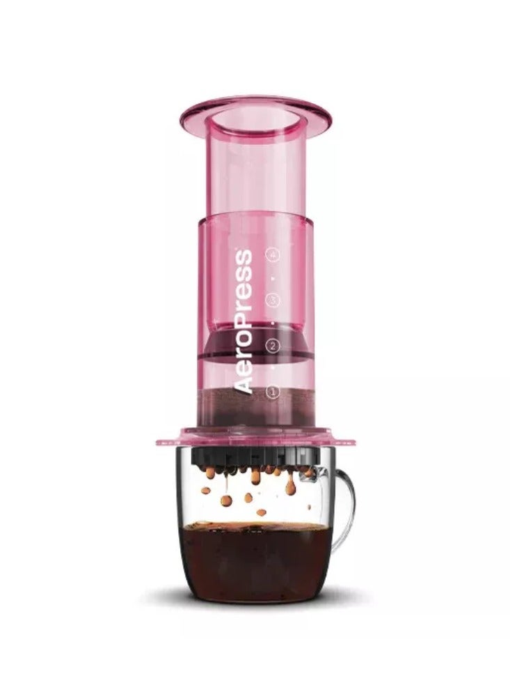AeroPress Coffee Maker, 3-in-1 Brewing, Portable, Made in USA, Clear Pink - 1-2 Cups - Image 1