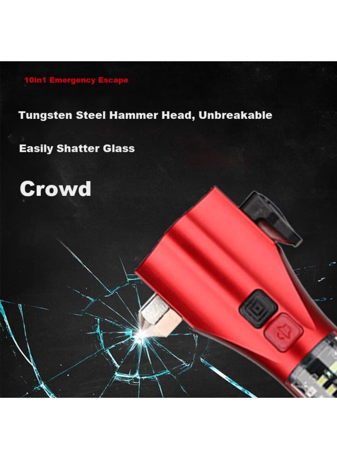 Coollap Coolreap Multifunctional Rescue Hammer Window Breaker Alarm Car Flashlight Emergency Rescue Tool 109 Black - Image 5