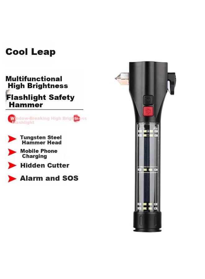 Coollap Coolreap Multifunctional Rescue Hammer Window Breaker Alarm Car Flashlight Emergency Rescue Tool 109 Black - Image 1