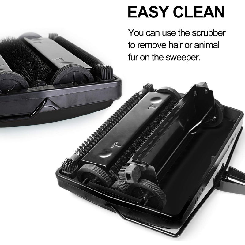 Yocada Carpet Sweeper Cleaner for Home Office Low Carpets Rugs Undercoat Carpets Pet Hair Dust Scraps Paper Small Rubbish Cleaning with a Brush Black - Image 4