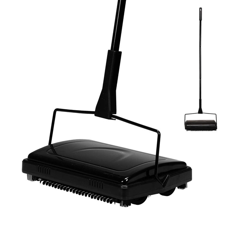 Yocada Carpet Sweeper Cleaner for Home Office Low Carpets Rugs Undercoat Carpets Pet Hair Dust Scraps Paper Small Rubbish Cleaning with a Brush Black - Image 1