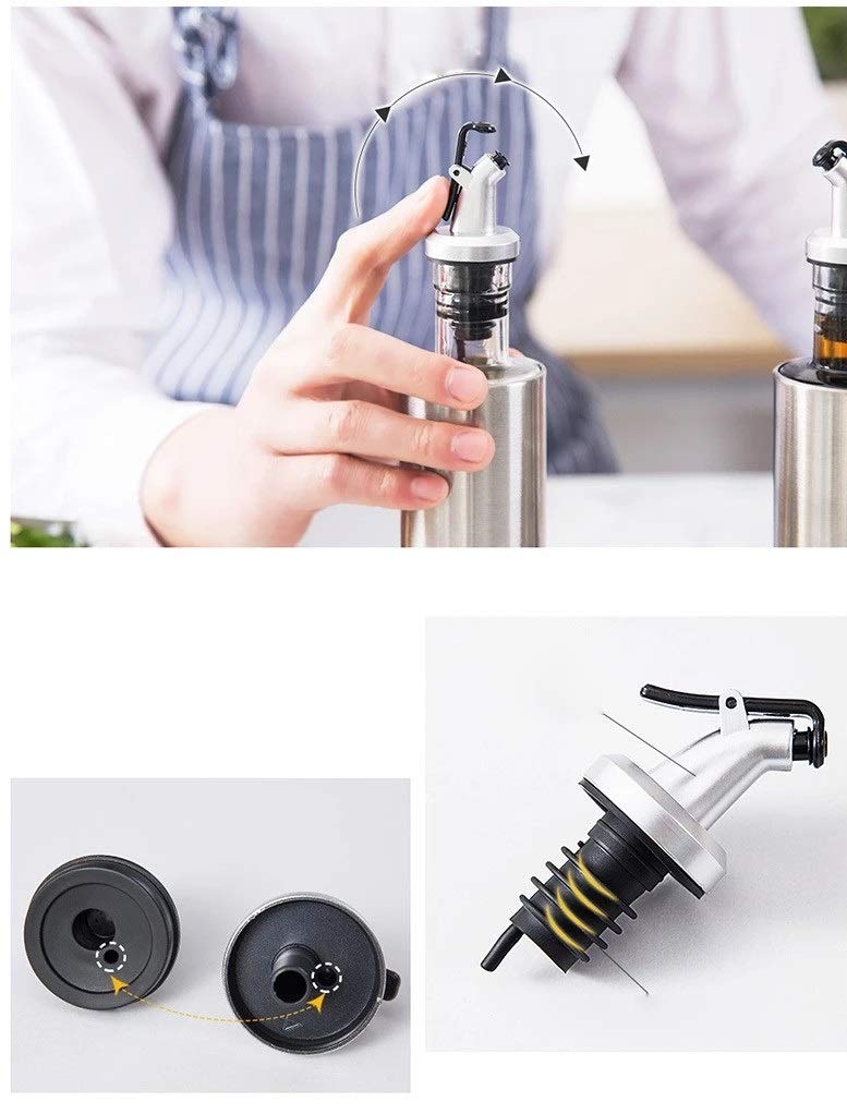 KenBerry Borosilicate Glass Cooking Oil Dispenser 500 ML | Oil & Vinegar Bottle | Oil Container & Oil Pourer with Silicon Funnel | (Pack of 2) - Image 3