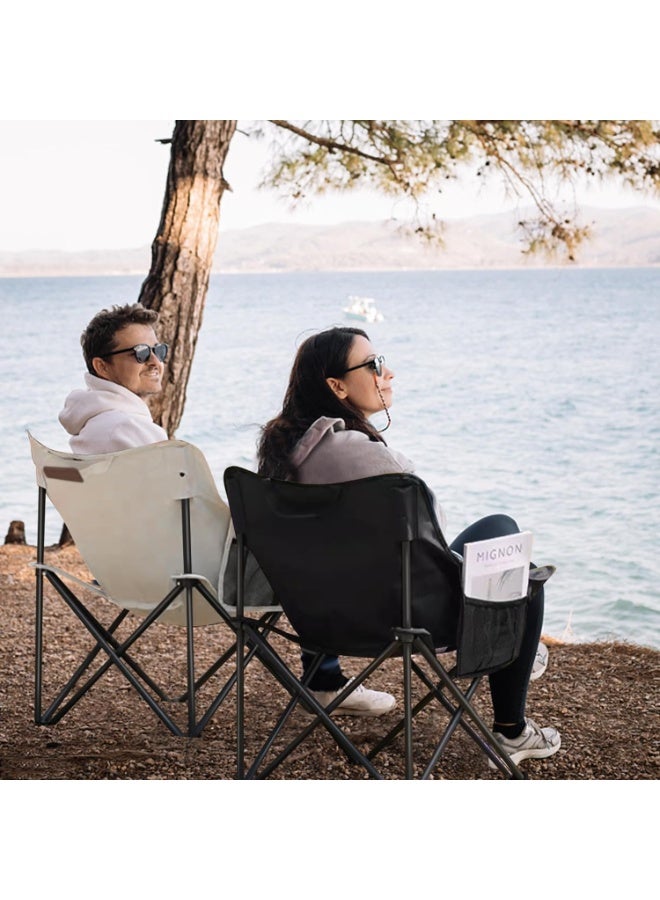 Kimaya Folding Moon Chair – Extremely Lightweight & Portable Camping Seat with Side Pouch, Sturdy 300LBS Capacity, Collapsible Backpacking Chair for Outdoors, Hiking, Beaches & Travel with Carry Bag (Black) - Image 4