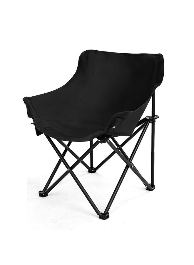 Kimaya Folding Moon Chair – Extremely Lightweight & Portable Camping Seat with Side Pouch, Sturdy 300LBS Capacity, Collapsible Backpacking Chair for Outdoors, Hiking, Beaches & Travel with Carry Bag (Black) - Image 1