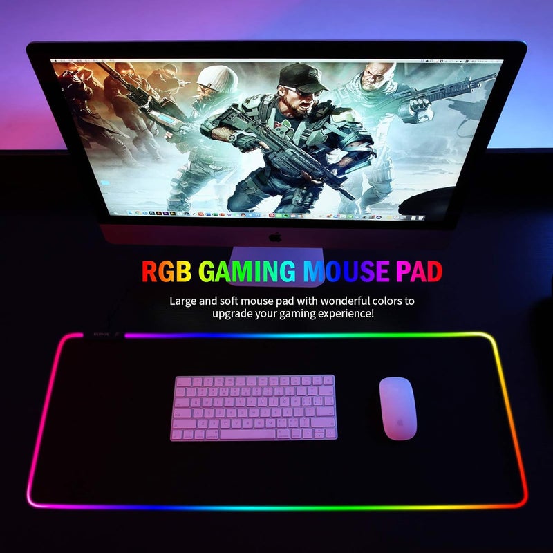 وسادة ماوس للألعاب RGB - وسادة ماوس LED كبيرة موسعة مع 14 وضع إضاءة - Image 2