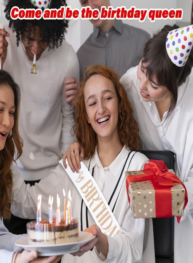 براساكو - عبوتان من وشاح عيد ميلاد للنساء، وشاح عيد ميلاد أبيض وأسود، وشاح عيد ميلاد سعيد للفتيات، عيد ميلاد 16، 18، 21، 25، 30، 40، 50 أو أي حفلة عيد ميلاد أخرى (مع دبوسين) - Image 4