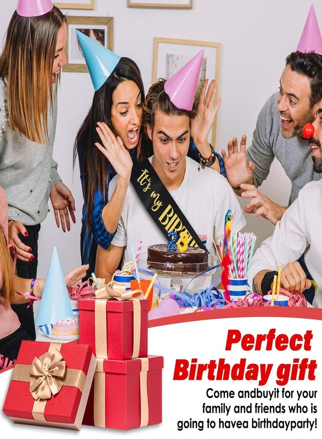 براساكو - عبوتان من وشاح عيد ميلاد للنساء، وشاح عيد ميلاد أبيض وأسود، وشاح عيد ميلاد سعيد للفتيات، عيد ميلاد 16، 18، 21، 25، 30، 40، 50 أو أي حفلة عيد ميلاد أخرى (مع دبوسين) - Image 3