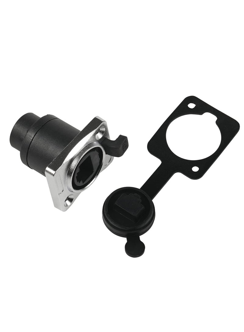 KASTWAVE RJ45 Waterproof Connector, Panel Mounting RJ45, IP65 PCB Signal Panel Cat5/5e/6 8P8C Connector Ethernet LAN Cable Connector Double Head Coupler Adapter with Dust Cap (5 Pack, 90 Vertical) - Image 2