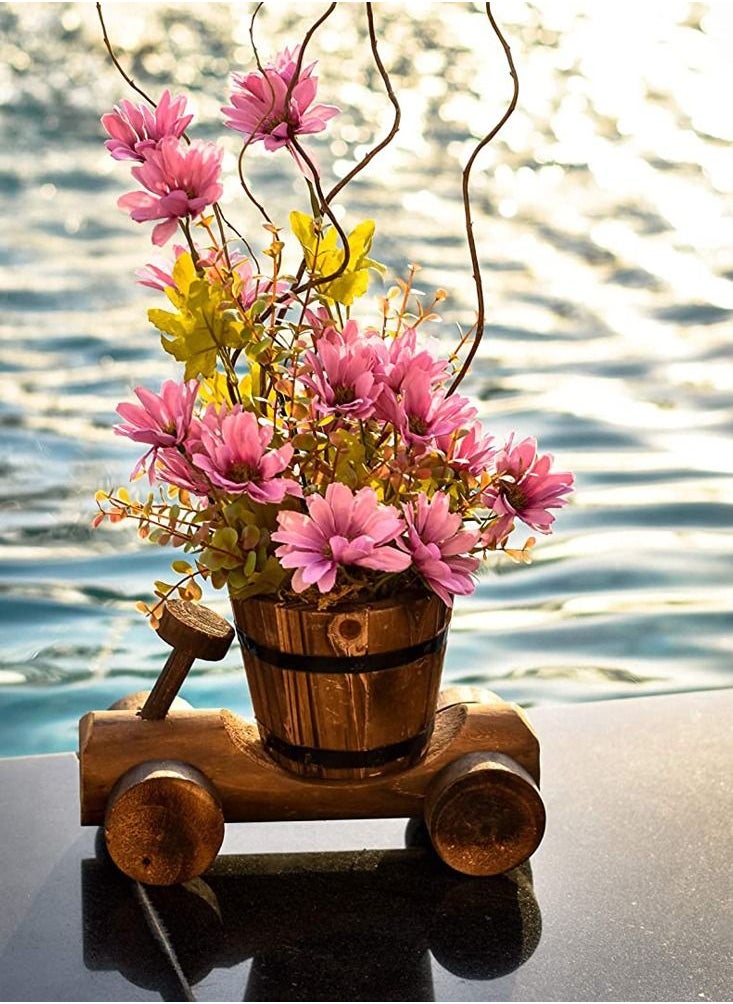 LINGWEI - Wooden bicycle shaped Flower Pot Brown - Image 1